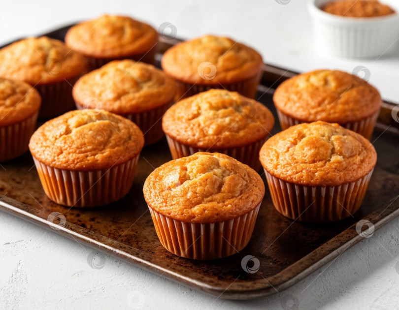 Скачать Домашние кексы на противне. Создан искусственный интеллект. фотосток Ozero