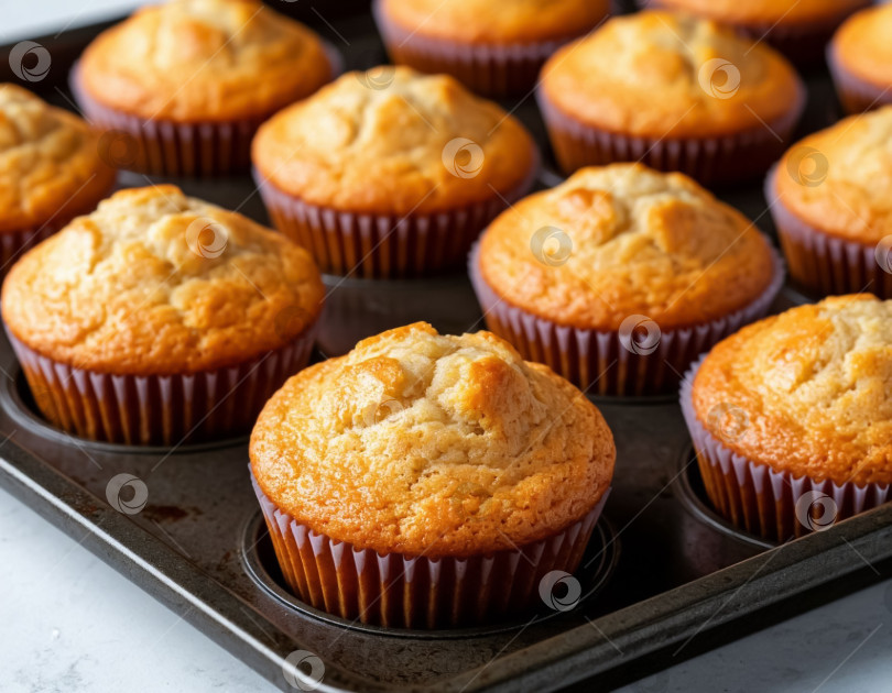 Скачать Домашние кексы на противне. Создан искусственный интеллект. фотосток Ozero