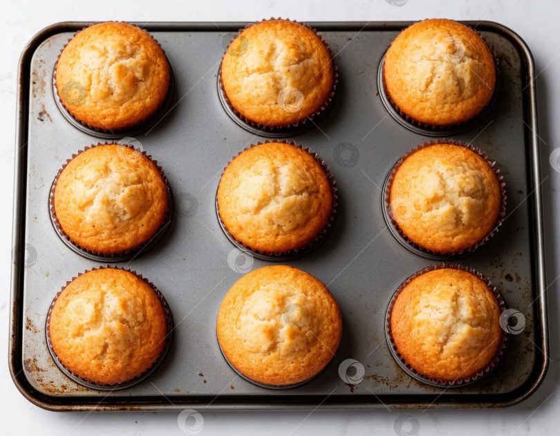 Скачать Домашние кексы на противне. Создан искусственный интеллект. фотосток Ozero