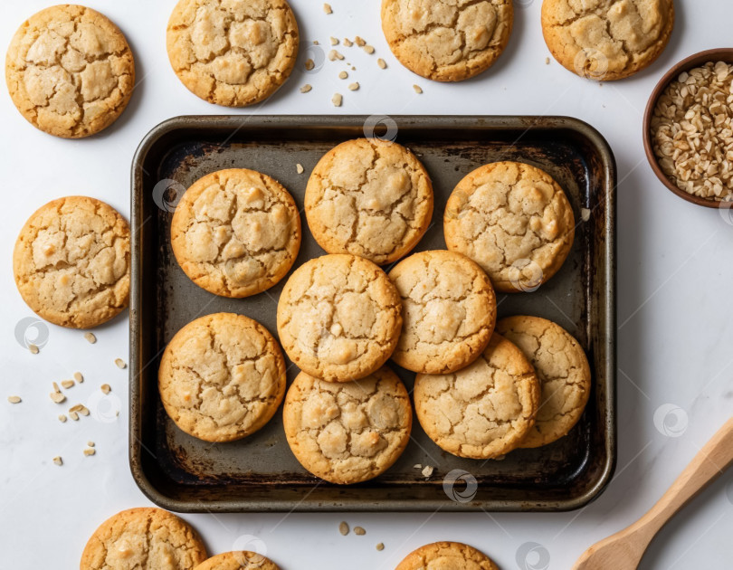 Скачать Домашнее печенье на противне. Создан искусственный интеллект. фотосток Ozero