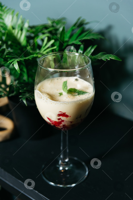 Скачать Элегантный десертный коктейль с ягодами и мятой. фотосток Ozero