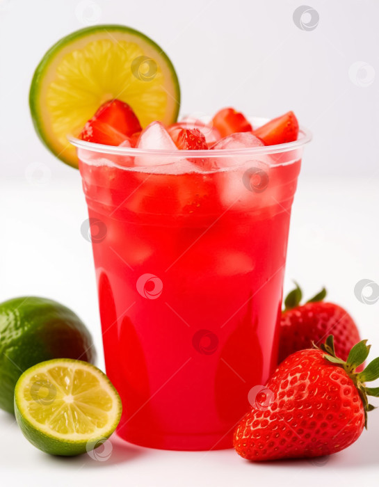 Скачать Летний напиток мохито с клубникой. Создан искусственный интеллект. фотосток Ozero