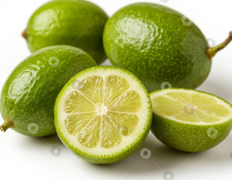 Скачать Лаймы на белом фоне. Создан искусственный интеллект. фотосток Ozero