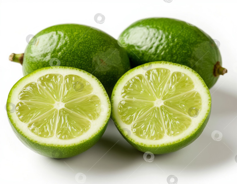 Скачать Лаймы на белом фоне. Создан искусственный интеллект. фотосток Ozero