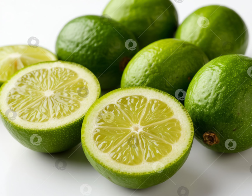 Скачать Лаймы на белом фоне. Создан искусственный интеллект. фотосток Ozero