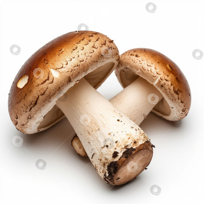 Скачать Съедобные грибы на белом фоне. Создан искусственный интеллект. фотосток Ozero