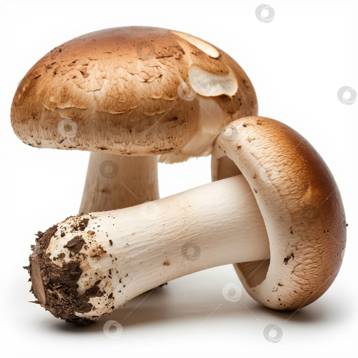 Скачать Съедобные грибы на белом фоне. Создан искусственный интеллект. фотосток Ozero