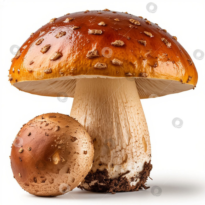 Скачать Съедобные грибы на белом фоне. Создан искусственный интеллект. фотосток Ozero