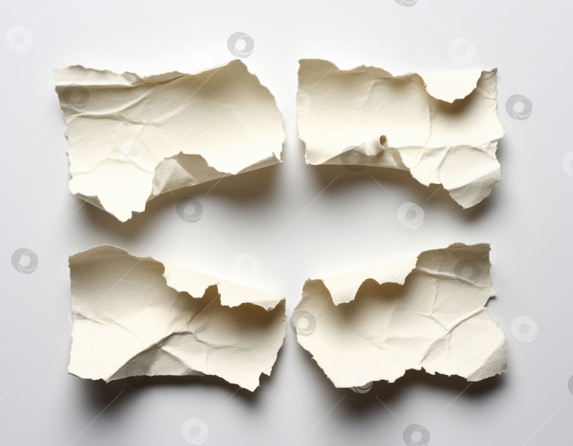 Скачать Обрывки бумаги на белом фоне. Создан искусственный интеллект. фотосток Ozero