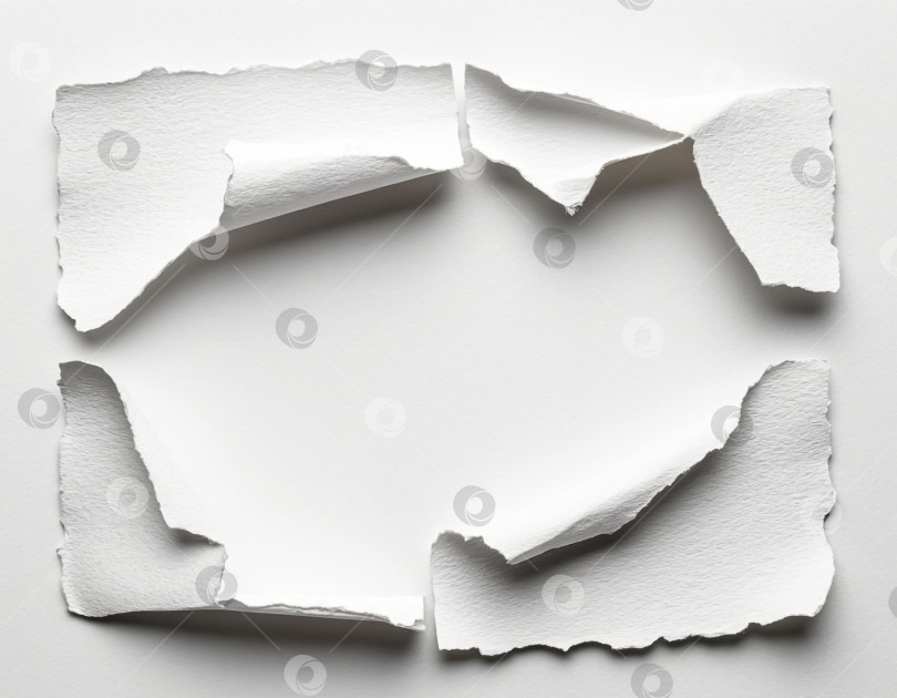 Скачать Обрывки бумаги на белом фоне. Создан искусственный интеллект. фотосток Ozero