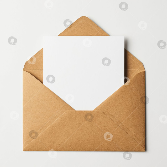 Скачать Пустой макет поздравительной открытки на белом фоне. Создан искусственный интеллект. фотосток Ozero