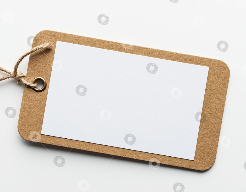 Скачать Пустой макет тега на белом фоне. Создан искусственный интеллект. фотосток Ozero