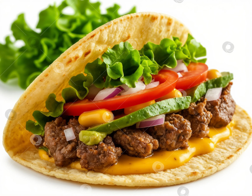 Скачать Шаурма на белом фоне. Создано с помощью искусственного интеллекта. фотосток Ozero