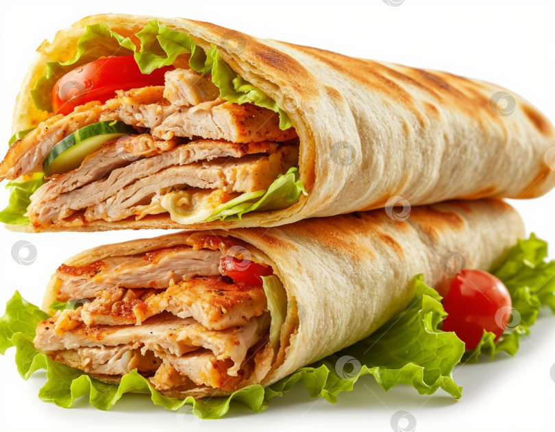 Скачать Шаурма на белом фоне. Создано с помощью искусственного интеллекта. фотосток Ozero