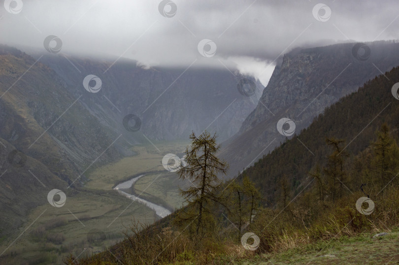 Скачать С вершины открывается вид на долину с изгибами реки фотосток Ozero