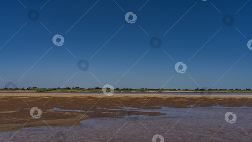 Скачать Африканская река. Лужи воды на песчаной отмели. фотосток Ozero