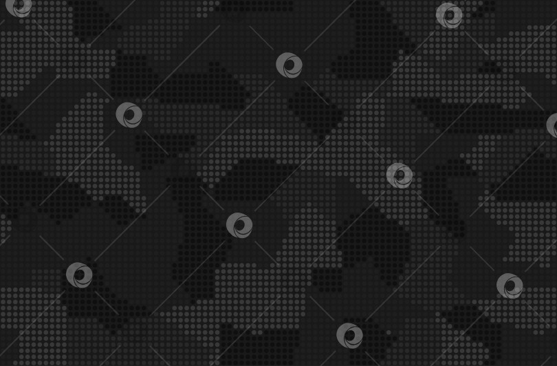 Скачать Модный бесшовный узор в виде цифрового темного камуфляжа. Текстура городского камуфляжа в полутоновые точки черного цвета. Векторный фон фотосток Ozero
