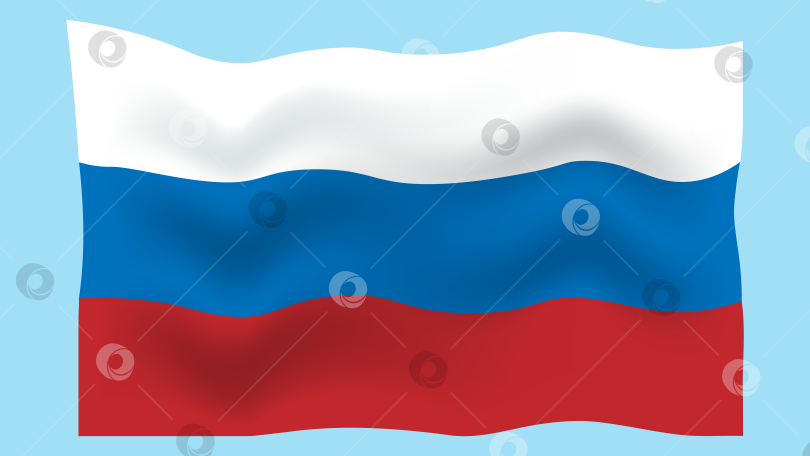 Скачать Российский флаг с волнами на синем фоне фотосток Ozero