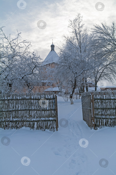 Скачать Монастырский сад зимой. Суздаль, Россия. фотосток Ozero