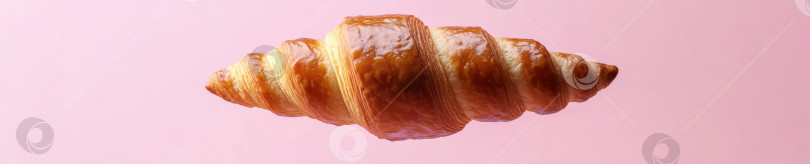 Скачать Ультрареалистичный круассан на нежно-розовом фоне для кулинарного искусства и дизайна фотосток Ozero