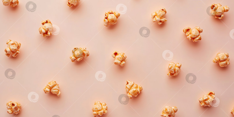 Скачать Минималистичный дизайн баннера с рассыпанным карамельным попкорном для фона или печати фотосток Ozero