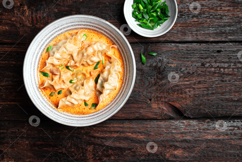 Скачать Тайский кокосовый суп с клецками и карри фотосток Ozero