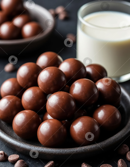 Скачать Шоколадные шарики на темном столе. Генерируется искусственным интеллектом. фотосток Ozero