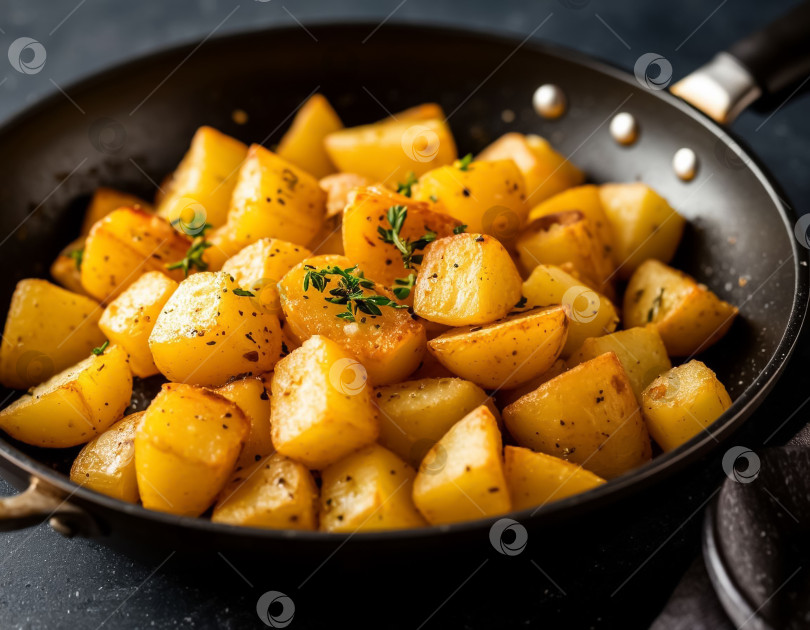 Скачать Жареная картошка крупным планом. Создано искусственным интеллектом. фотосток Ozero