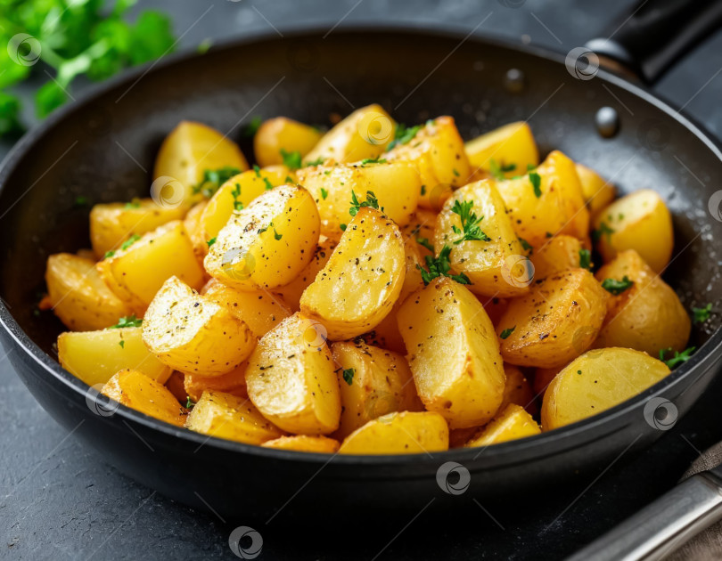 Скачать Жареная картошка крупным планом. Создано искусственным интеллектом. фотосток Ozero