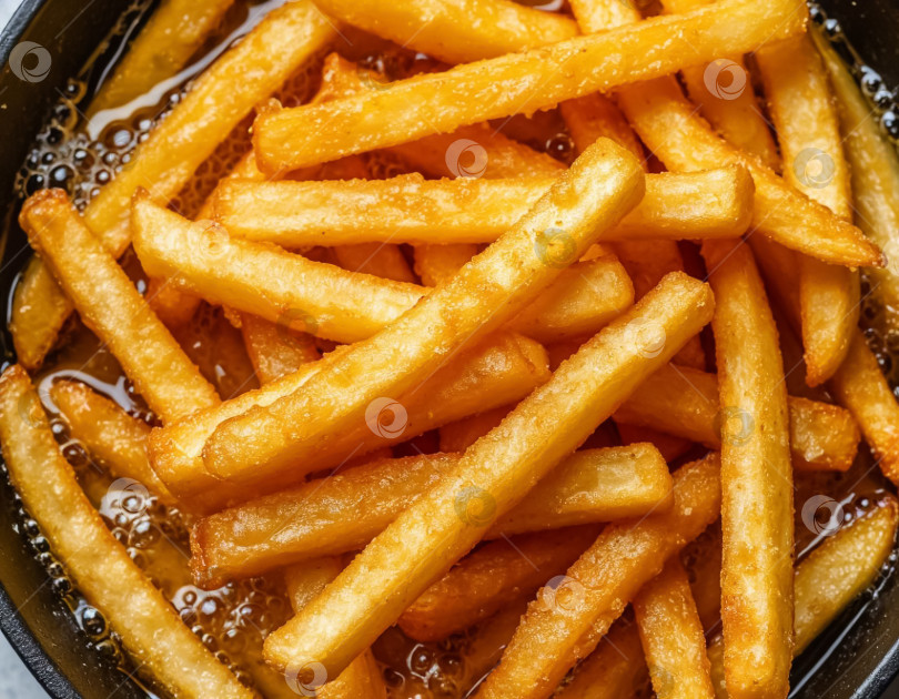 Скачать Картофель фри обжаривается в масле. Создан искусственный интеллект. фотосток Ozero