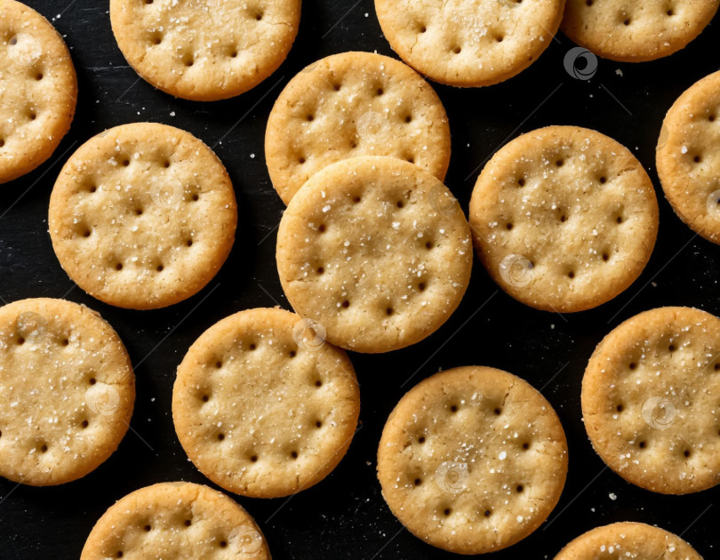 Скачать Хрустящие крекеры на темном фоне. Создано искусственным интеллектом. фотосток Ozero