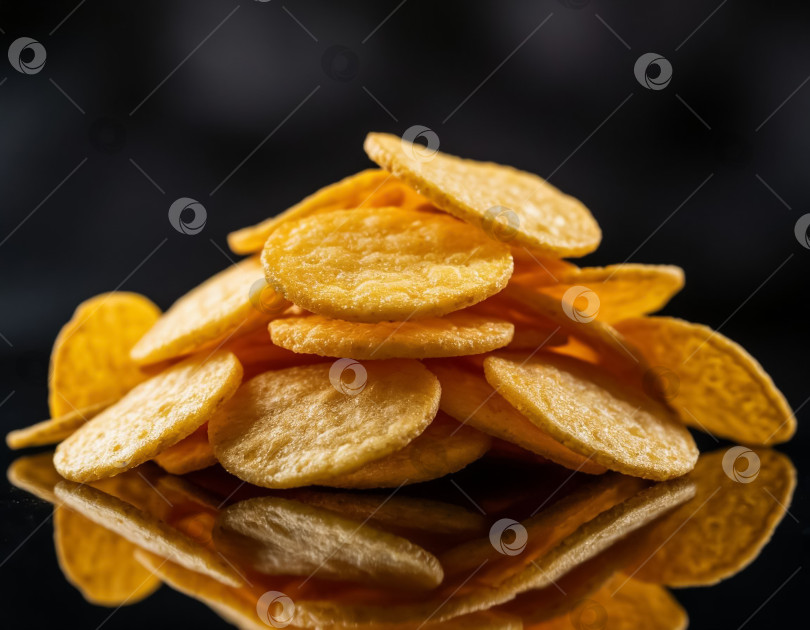 Скачать Хрустящие крекеры на темном фоне. Создано искусственным интеллектом. фотосток Ozero