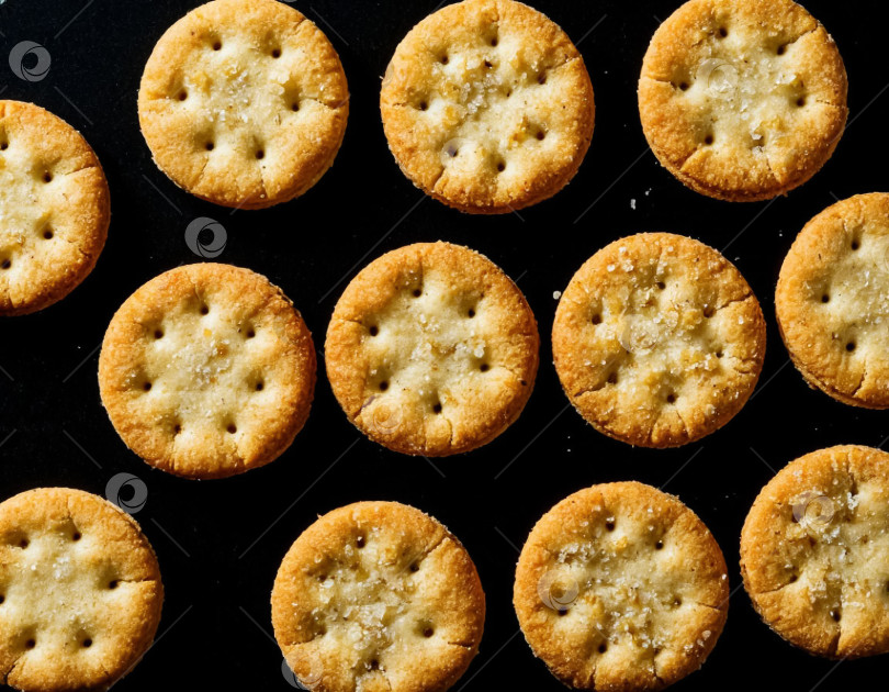 Скачать Хрустящие крекеры на темном фоне. Создано искусственным интеллектом. фотосток Ozero