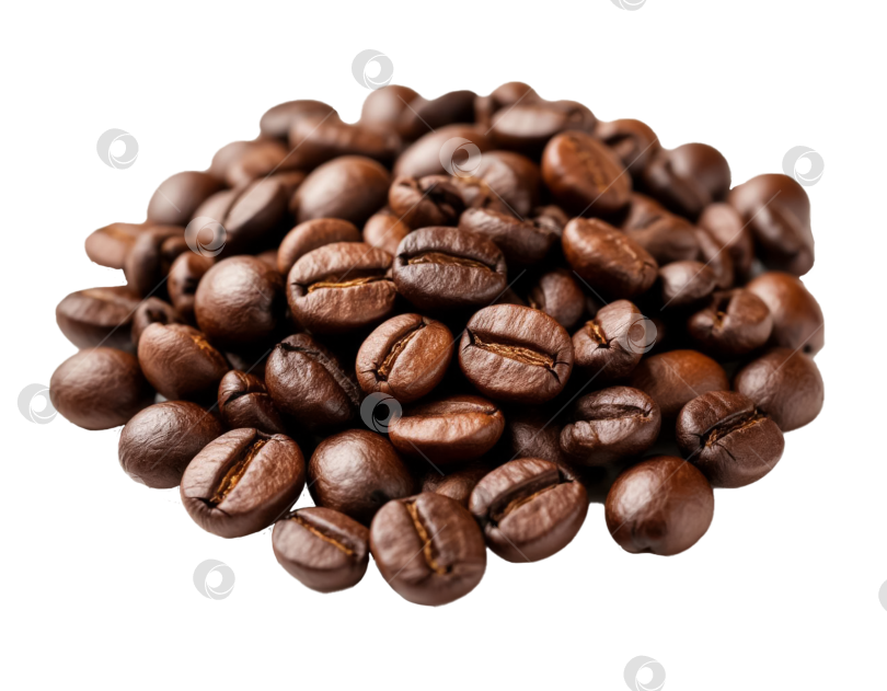 Скачать Кофейные зерна на прозрачном фоне. Создан искусственный интеллект. фотосток Ozero