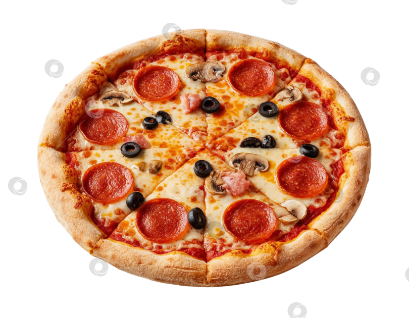 Скачать Итальянская пицца на прозрачном фоне. Создано с помощью искусственного интеллекта. фотосток Ozero