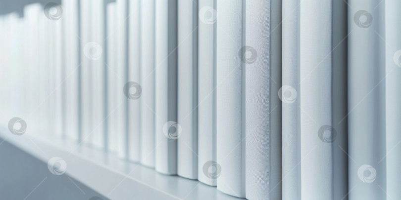 Скачать Минималистичное расположение белых книжных корешков для современного дизайна интерьера фотосток Ozero