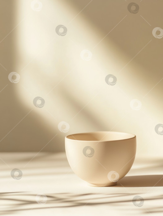 Скачать Элегантная керамическая чаша на нейтральном пастельном градиентном фоне для минималистичных концепций декора фотосток Ozero
