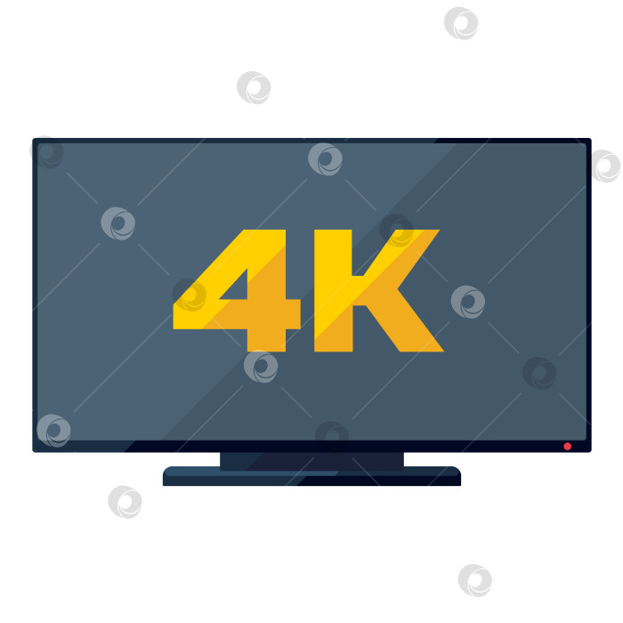 Скачать Плоский значок телевизора с золотым знаком 4k на экране фотосток Ozero