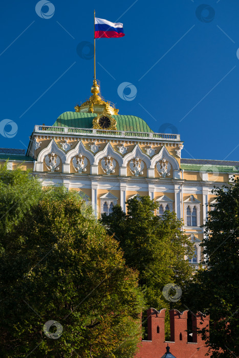 Скачать Москва. Государственный флаг над Большим Кремлёвским дворцом. фотосток Ozero