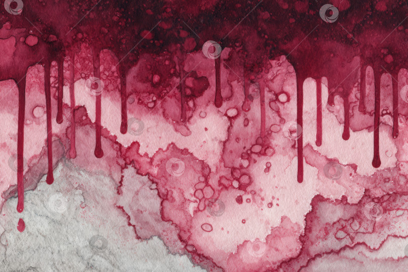 Скачать Абстрактная акварельная иллюстрация с яркими красными и розовыми оттенками, струящимися текстурами и капающими узорами создает визуально яркое и динамичное художественное выражение фотосток Ozero