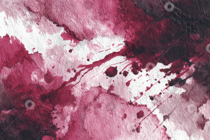 Скачать Акварельная иллюстрация с яркими красными и розовыми вкраплениями на текстурированной бумаге создает абстрактную композицию, которая вызывает эмоции и художественное самовыражение. фотосток Ozero