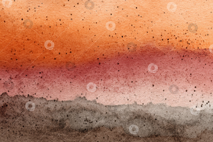Скачать Акварельная иллюстрация с градиентом теплых оранжевых, розовых и серых тонов, плавно переходящих друг в друга, создает текстурированный абстрактный фон для художественных дизайнерских проектов. фотосток Ozero