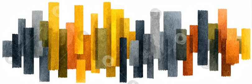 Скачать Абстрактная акварельная иллюстрация с вертикальными полосами ярких оттенков желтого, оранжевого, серого и черного, создающая динамичный визуальный ритм и художественную выразительность для дизайнерских проектов. фотосток Ozero