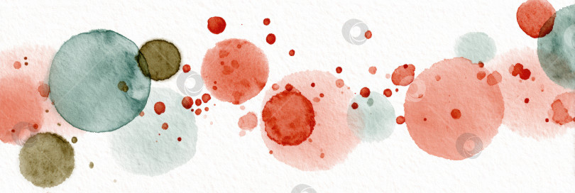 Скачать Акварельная иллюстрация с изображением разноцветных кругов различных размеров и оттенков создает яркий и художественный фон с игривой и творческой атмосферой. фотосток Ozero