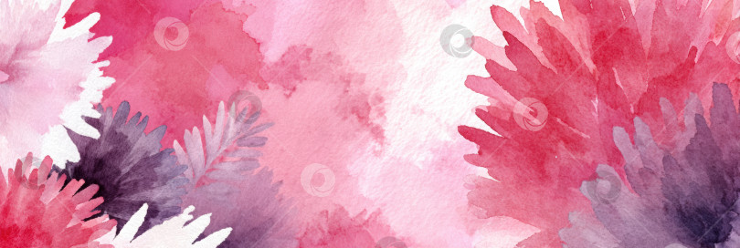 Скачать Акварельная иллюстрация с яркими розовыми и фиолетовыми цветочными узорами, плавно переходящими друг в друга, создает мягкий и мечтательный фон для различных дизайнерских решений. фотосток Ozero