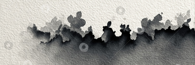 Скачать Акварельная иллюстрация абстрактных цветочных форм в оттенках серого и черного, создающая мягкий градиентный эффект, идеально подходит для создания фона и художественного оформления фотосток Ozero