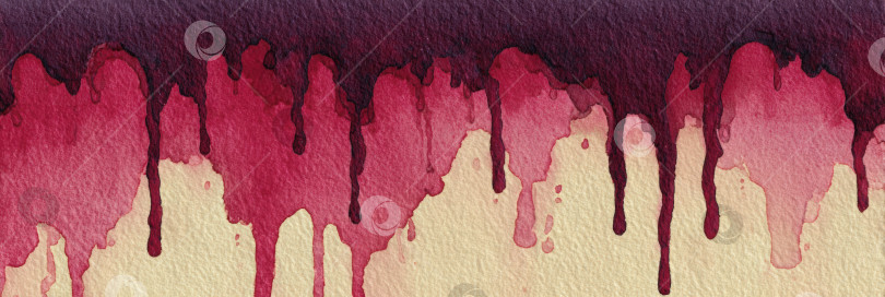 Скачать Акварельная иллюстрация с яркими каплями красной и фиолетовой краски, стекающими каскадом по текстурированному кремовому фону, создает художественный и динамичный визуальный эффект для творческих проектов. фотосток Ozero