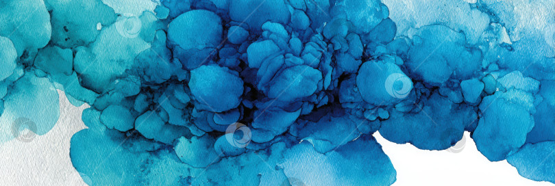 Скачать Абстрактная акварельная иллюстрация с яркими синими оттенками и плавными формами, создающая динамичную и художественную композицию с ощущением движения и глубины для творческих проектов. фотосток Ozero