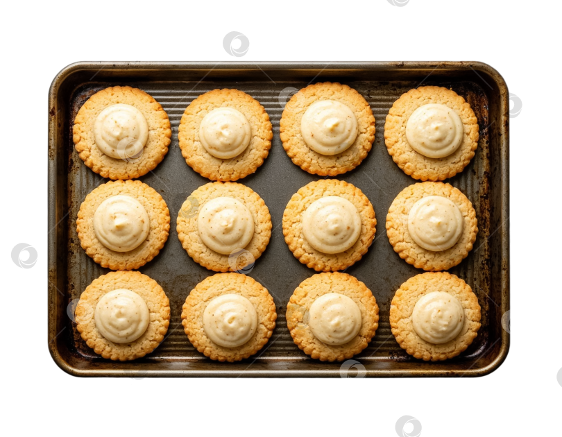 Скачать Домашнее печенье на противне на прозрачном фоне. Создан искусственный интеллект. фотосток Ozero
