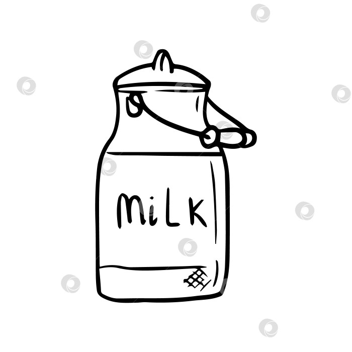 Скачать Контурная иллюстрация бутылки, банки из-под молока, концепции фермерского продукта фотосток Ozero